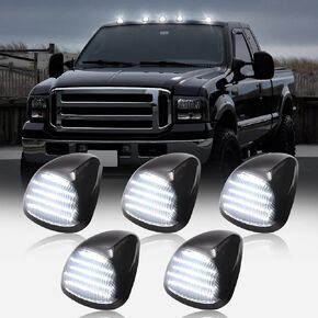 HTZCMOTO White Led Cab Roof Marker Lights Compatible with F250 F350 F450 F550 Super Duty 1999-2016 / F650 F750 2004-2017, 5pcs Clearance Top Cab Lights for Trucks