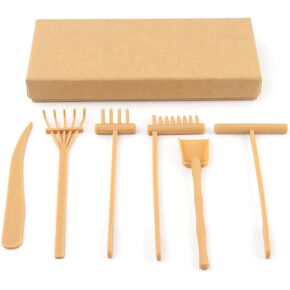 Mini Zen Garden Rake Tools, Bamboo Zen Garden Tool Set Zen Garden Rake DIY Rock Sand Garden Tools for Home Office Table(Size:6Pcs/Set)