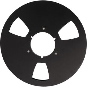 10 Inches Takeup Reel, Open Reel Audio Aluminum Alloy Takeup Reel, 3 Hole Wind Resistance Holes, 14 10 Inch Empty Tape Reel for Recording (Black)
