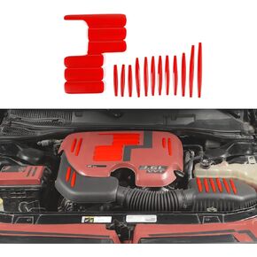 JWWY Engine Shroud Cover Panel Trims for Dodge Charger Challenger 2015-2021 13pc Red