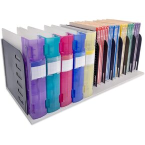 Ultimate Office TierDrop Desktop Organizer Document, Forms, Mail, and Classroom Sorter. 24 Letter Size Compartments with Optional Add-On Tiers for Easy Expansion - Gray w/Black
