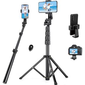 70" Phone Tripod, Tripod for iphone with Remote & Phone Holder, Portable Cell Phone Tripod Stand, Selfie Stick Cellphone Tripod for Video Recording, Compatible with iPhone 14 13 Pro Max/Android/Camera