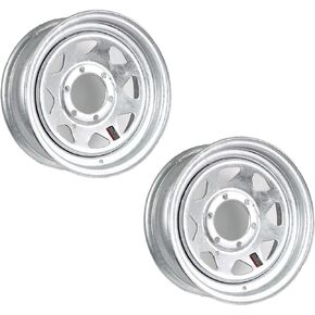 Two Boat Trailer Rims Wheels 15 in. 15X6 6 Lug Hole Bolt Galvanized Spoke Design