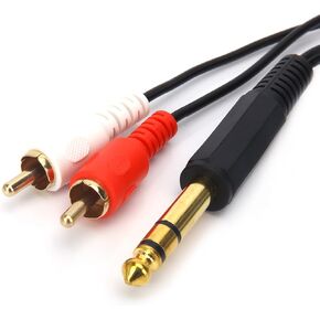 SiYear 6.35mm 1/4 inch Male Plug Stereo to 2 Dual 1/4 "TRS Female Jack Connector Audio Speaker Cable, Y Splitter Adapter Cable (20CM / 8Inch)