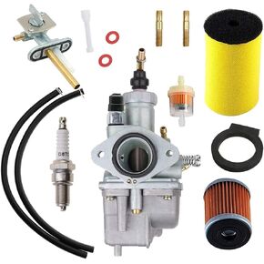 250 Carburetor+14451-00-00Air Filter +HF143 Oil Filter+Fuel Gas Petcock Compatible with 1992-2000 Yamaha Timberwolf YFB 250 YFB250FW YFB250FWL Yamaha Moto 4
