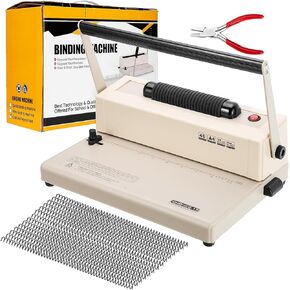 Spiral Coil Binding Machine with Electric Inserter - 15 Sheet Punch Capacity for LTR/A4/A5 - Includes Crimper&100pcs 5/16'' Plastic Coils - Ideal for Home, School, Business Use