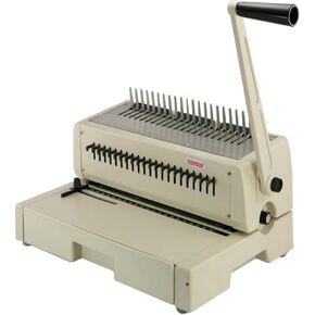 Tamerica 210PB Manual Comb Binding Machine, 20 Sheets Max. Punch Capacity, 425 Sheets Max. Bind Capacity, Adjustable Punch Depth Margin Control, Max. Punch Length 12" with Open Throat