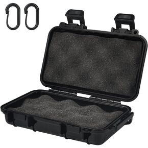 Watertight Box Outdoor Utility Dry Box, Shockproof & Waterproof Protective Case W/Foam, Micro Case Solid Dry Storage Container for Fishing Camping Diving Snorkelling Outdoor Activities, Small Black