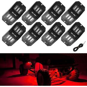 SUNPIE 8 Pods Pure White LED Rock Lights Wide Angle 6000K for Off Road Truck Car ATV UTV SUV Motorcycle Under Body Glow Light Lamp Fender Lighting, Extension Wires Provided