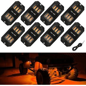 SUNPIE 8 كبسولات بيضاء نقية LED أضواء الصخور زاوية واسعة 6000K للطرق الوعرة شاحنة سيارة ATV UTV SUV دراجة نارية تحت الجسم توهج ضوء مصباح الحاجز الإضاءة، أسلاك التمديد المقدمة in Kuwait