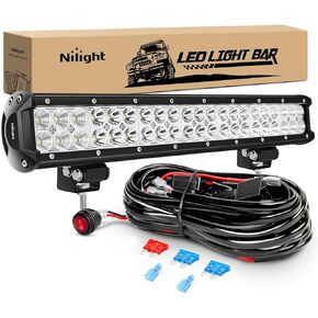 Nilight - ZH006 LED Light Bar 20 Inch 126W Spot Flood Combo Led Off Road Lights with 16AWG Wiring Harness Kit-One Lead, 2 Years Warranty