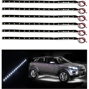 6 PCS 15 LED Strip Underbody Light, 1Ft 12V Waterproof Car Led Interior Exterior Strip Light with 6 Inch Wire, Flexible Auto Light Strip Decoration for Car Motorcycle Truck Boat (Blue)