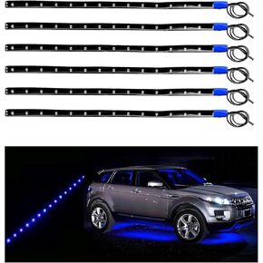 6 PCS 15 LED Strip Underbody Light, 1Ft 12V Waterproof Car Led Interior Exterior Strip Light with 6 Inch Wire, Flexible Auto Light Strip Decoration for Car Motorcycle Truck Boat (Blue) in Saudi Arabia