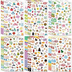 24 Sheets 1700+ Planner Holiday Seasonal Stickers Cute Planner Daily Sticker Pack Calendar Scrapbooking Supplies for Decorating Planning Scrapbooking, 12 Style