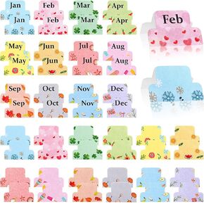 48 Pieces Adhesive Monthly Tabs Planner Stickers, 24 Month Tabs and 24 Blank Tabs Colorful Decorative Monthly Index Tab for Office School Study Planner Stickers and Accessories Journal Organization