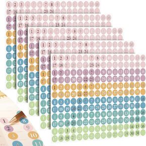 1860 Pcs Foiled Dates Round Dots Stickers for Planners Small Colorful Number Decorative Monthly Calendar Stickers Accessories for Planners Journals Calendar Notebooks