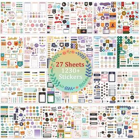 Aesthetic Planner Stickers -27 Sheets/1230+ Planner Stickers, Cute Daily Planner Stickers Perfect Planner Accessories for Planning or Decorating Planners, Journals & Calendars