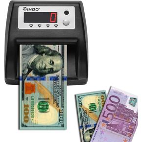 Automatic Counterfeit Bill Detector, Money Detector and Counter with UV, MG, IR, Size and Image Detection, USD Currency Value Checker Scanner, Black