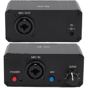 Mic Preamp, High Gain 48V Power XLR Output Mic Preamplifier, Microphone Preamp for Dynamic and Condenser Microphones Booster