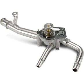A-Premium Engine Coolant Thermostat Housing W/Water Inlet & Gasket - DOHC 4,6Cyl 3.6 2.5L - Compatible with Chevy, GMC, Buick, Saturn Vehicles - 2007-2017 - Traverse, Acadia, Enclave, Outlook