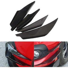 4Pcs/Set Diffuser Shark Fin Kit for Car Spoiler Wing, Auto Parts Car Carbon Fiber Texture Decoration Front Bumper Side Canards Splitter Fins Universal Black