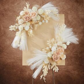 Ting's time Wedding Arch Flower Pack of 2 Artificial Silk Large Flower Swag Wedding Arches for Ceremony Reception Backdrop Floral Decor for Fall Wedding Party (Baby Pink