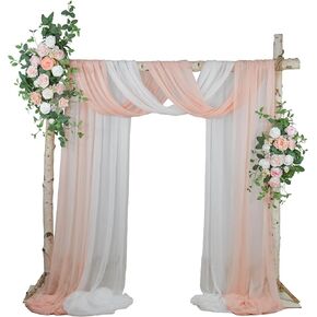 Ting's time Wedding Arch Flower Pack of 2 Artificial Silk Large Flower Swag Wedding Arches for Ceremony Reception Backdrop Floral Decor for Fall Wedding Party (Baby Pink