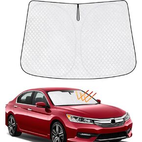 Car Windshield Sun Shade Custom Fit Honda Accord 2013-2017, [2024 Upgrade] Thicken Front Window Reflector Sunshade with Storage Bags, Foldable Sun Visor Interior Protection Blocks Heat and Sun