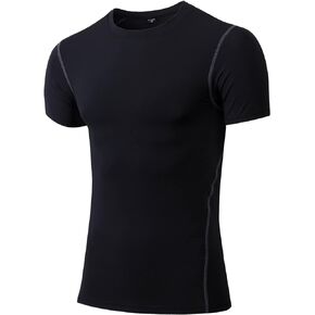 LEICHR Men's Compression Shirts Short Sleeve Dry Fit Workout Gym T-Shirt Running Baselayer Tops Sports Athletic Undershirts