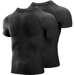 Niksa Men's Compression Shirts 2 Pack, Short Sleeve Athletic Compression Tops Cool Dry Workout T Shirt