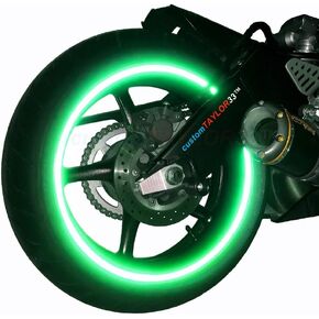 customTAYLOR33 (All Vehicles Green High Intensity Grade Reflective Copyrighted Safety Rim Tapes (Must Select Your Rim Size), 18" (Rim Size)
