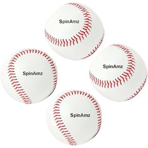 Smartlife15 Practice Baseballs, Soft Baseballs Reduced Impact Safety Baseballs, Standard 9" Adult Leather Covered Soft Balls for Team Game Competition Training, 4Pack (Rubber Center(White))