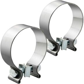 2.5" 2 1/2 Exhaust Clamps Narrow Band Muffler Seal Clamp Exhaust Tip, Exhaust Resonator, Exhaust Manifold, Exhaust Flex Pipe, Project Catalytic Converter Repair Stainless Steel 2.5 inch 2PCS