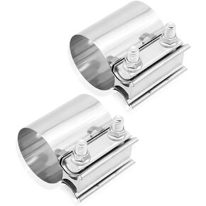2PCS Exhaust Clamp,Stainless Steel Lap Joint Band Clamp Muffler Clamp,Universal Pipe Repair Clamp for Fastening Most Car Accessories Pipelines (2.0 inch)