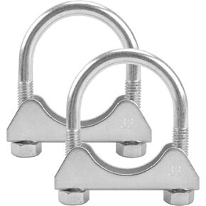 1.25" U-shaped Exhaust Pipe Clamp Mild Steel Muffler Exhaust Clamps with Anti-Rust Coat Pack of 2