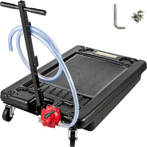 Bestauto Oil Drain Pan, 17 Gallon Oil Drain Pan with 180W Electric Pump, 64L Low Profile Oil Drain Pan with 8.2' Hose & Swivel Casters for SUV Car and Trucks Oil Draining