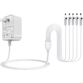 5-Output Replacement for Lemax 94563 4.5Volt Switching Power Adapter Compatible with Lemax Lighted Village 74707 74295 84428 44242 94565 94566 94527 94563 94564 44241 64517 74269 Power Cord，White