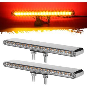 Partsam 2Pcs 12" Clear Lens Red/Amber LED Combo Dual Face Truck Semi Trailer Light Bars 20LED Waterproof w Double Studs Sealed Trailer Led Pedestal Turn Signal Stop Tail Marker Clearance Lights