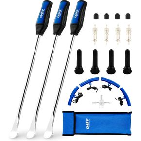 Orion Motor Tech Tire Spoon Kit, 20pc Tire Changing Tool for Motorcycle Dirt Bike Lawn Tractor Bicycle, 11.5" Small Motorcycle Tire Spoons Tire Removal Tool with 4pc Rim Covers Valve Tool Valve Cores