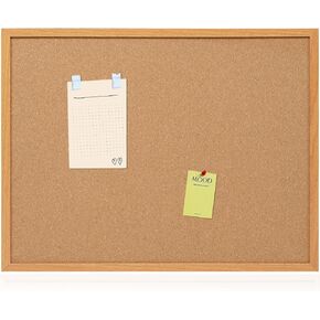 Board2by لوحة الفلين لوحة الإعلانات 24 × 36، لوحات الفلين ذات الإطار الخشبي لديكور الحائط، لوحة رسائل مكتب معلقة، لوحة دبوس إشعار كبيرة مثبتة على الحائط مع 15 دبابيس دفع للمدرسة والمنزل والمكتب