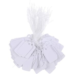 Sowaka 100 Pcs Display Tags with Hanging String Mini Writable Blank Label Display Tags for Jewelry Store Price Marking Ornament Pricing Product Clothing Hanging Tags (Small, Kraft)
