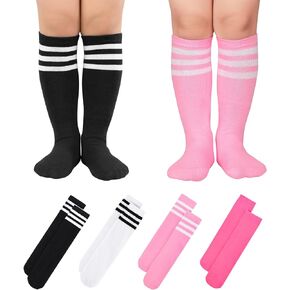 American Trends Kids Toddler Soccer Socks Stripes Uniform Knee High Tube Long Youth Soccer Baseball Socks for Boys Girls
