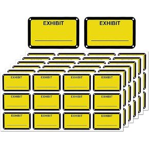 300 Pcs Legal Exhibit Stickers 1.65 x 1 Inches Fluorescent Yellow Color-Coded Exhibit Labels Name Tag Stickers Blank File Folder Labels for Offices Courts Legal Documents Report Dividers