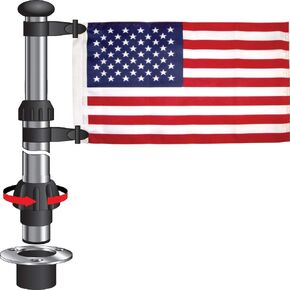 Seasense Flag Pole with USA Flag Telescoping, Multicolour (SS-SMS-737270)