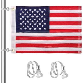 Boat Flag 12x18 inch, 50 Embroidered Stars Boat Flags, American Flag for Boat with 2 Boat Flag Pole Clips and Brass Grommets