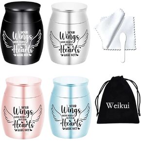 Small Cremation Keepsake Urns for Human Ashes - Set of 4 - Mini Cremation Urns for Ashes Beautiful Keepsake Sharing Urns Stainless Steel Memorial Ashes Holder(4 Color urns)