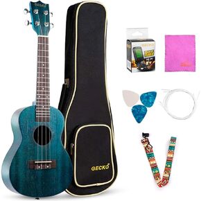 GECKO Concert Ukulele 23 Inch Mahogany Professional Ukeleles for Beginners Adults Kids, Uke Kit with Gig Bag Strap Nylon String Picks Cloth Starter Manual
