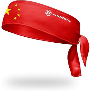 Suddora Country Flag Tie Headband with National Flag, Breathable Sweatband for National Sports Events, Non-Slip Fabric Sweatband for Soccer, Tennis, Workout, Costumes & Cosplay