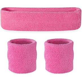 Suddora Sweatbands Set, Moisture Wicking 2 Wristbands and 1 Headband, Breathable Terry Cloth Athletic Bands for Basketball, Tennis, Yoga, Gym, Sweat Bands for Costumes and Cosplay