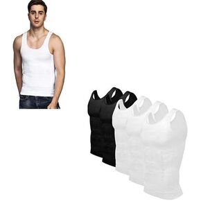 Odoland 6 Pack Men's Body Shaper Slimming Shirt Tummy Vest Thermal Compression Base Layer Slim Muscle Tank Top Shapewear